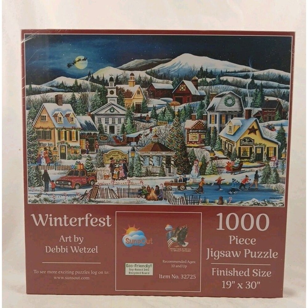 SunsOut 1000 PC Jigsaw Puzzle-"WINTERFEST" by Debbi Wetzel-Christmas-BRAND NEW!